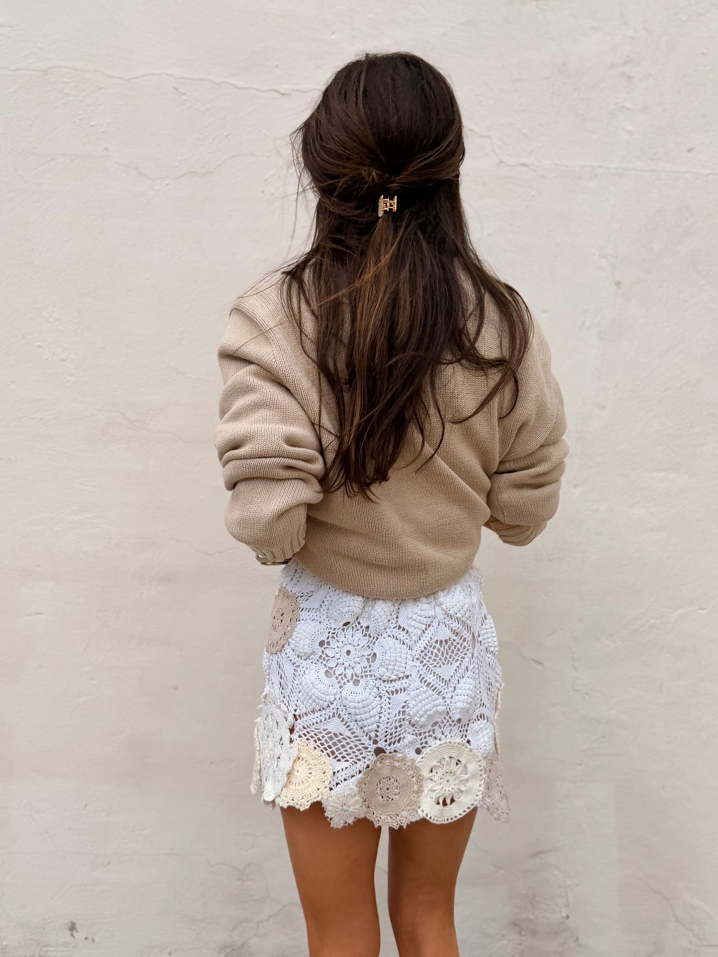 Mixed Crochet Doily Mini Skirt