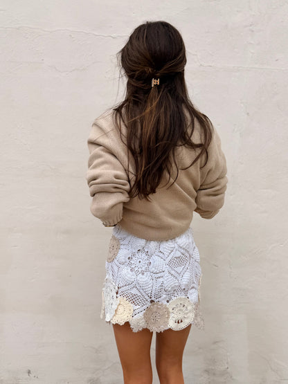 Mixed Crochet Doily Mini Skirt