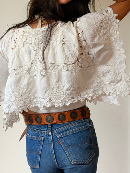 Battenburg Lace Crop Cape Top