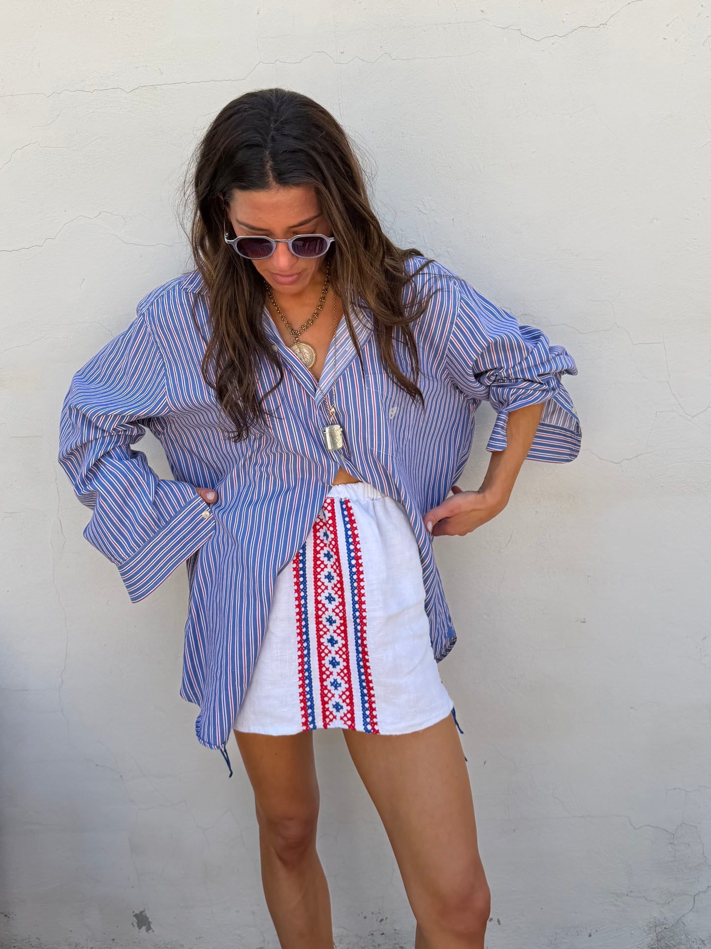 Hungarian Cross Stitch Mini Skirt W/ Side Laces