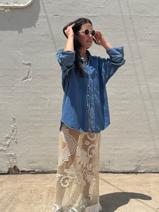 Lace Tablecloth Skirt Ecru