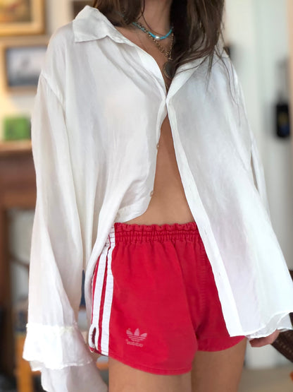 Vtg Adidas Cotton Trefoil Shorts Red
