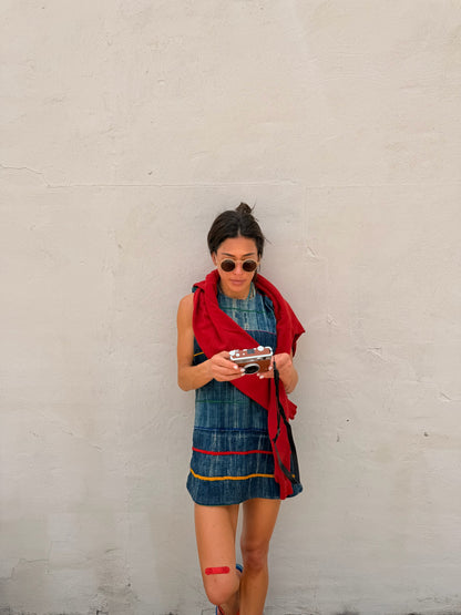 Lightweight Indigo Mini Dress Primary Stripes