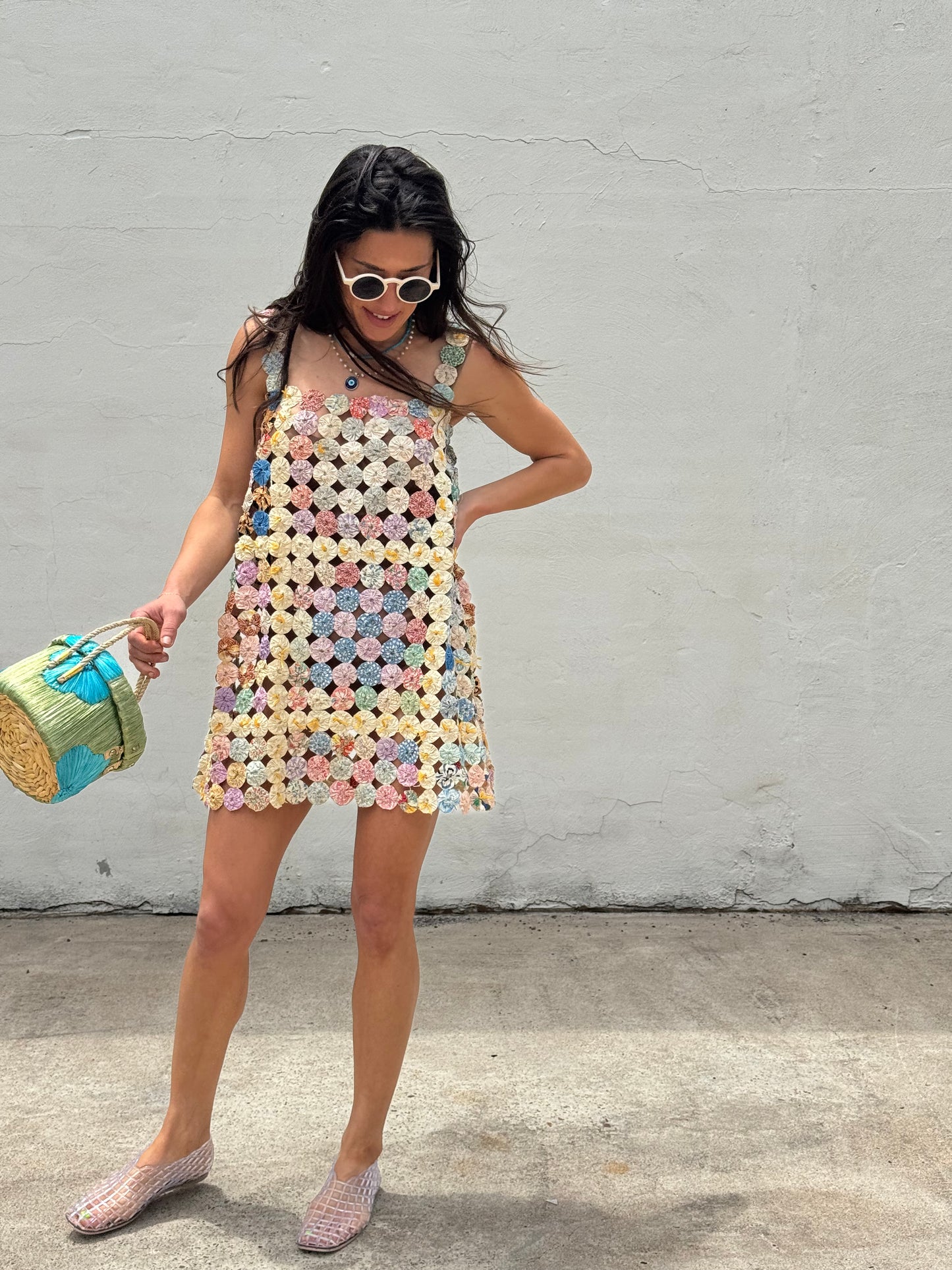 Yo-yo mini dress yellow