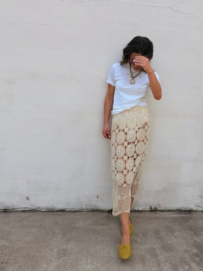 Crochet Midi Skirt Ivory