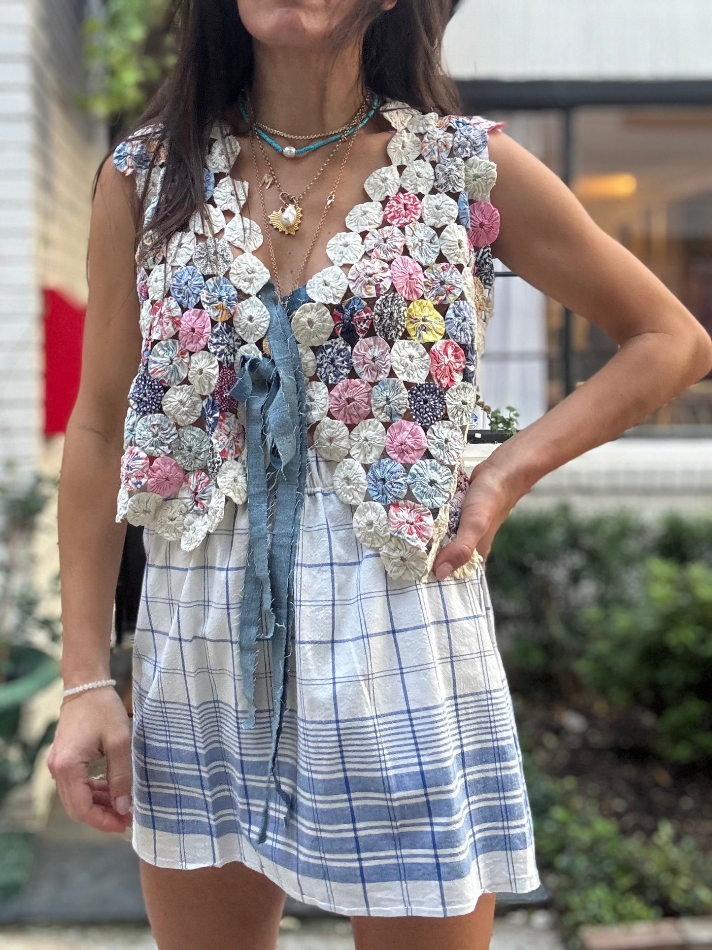 Yo-yo Vest In Blue Cream
