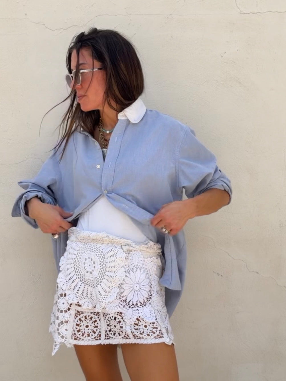 Mixed Crochet Mini Skirt