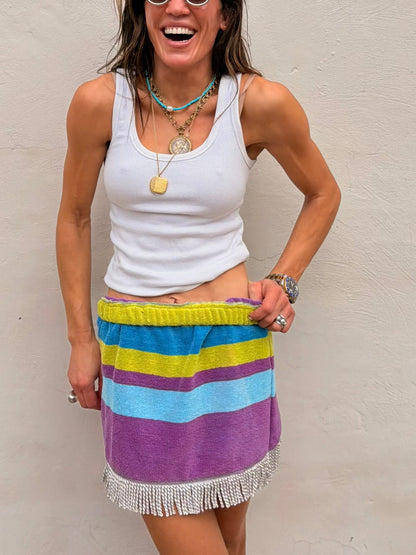 Vintage Stripe Towel Mini Skirt