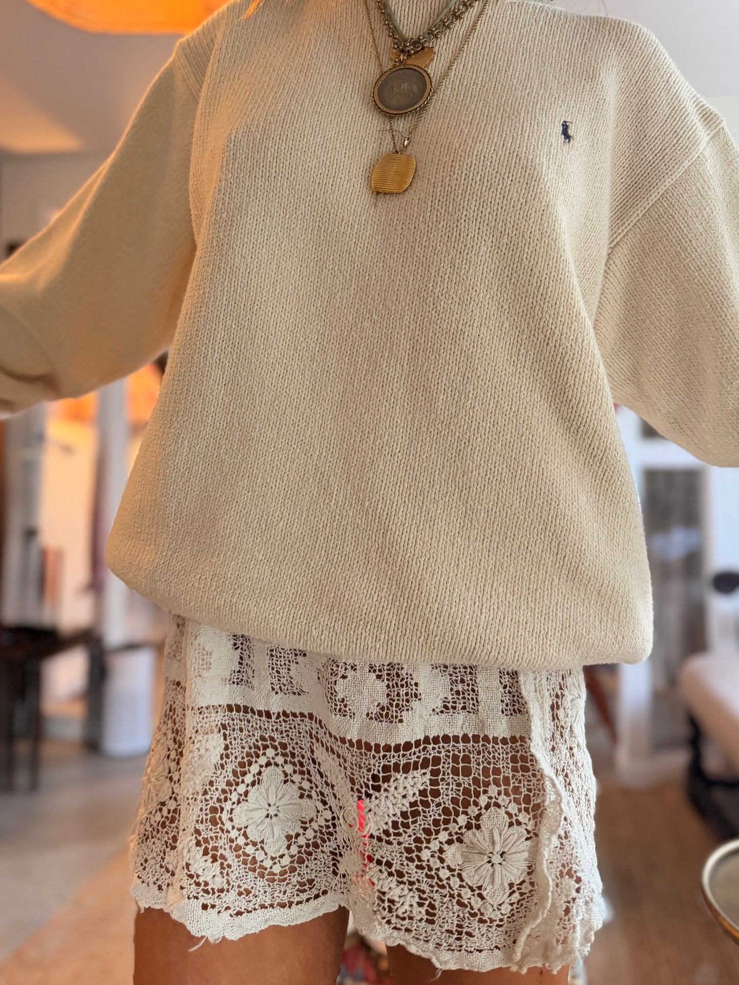 Filet Lace Mini Skirt