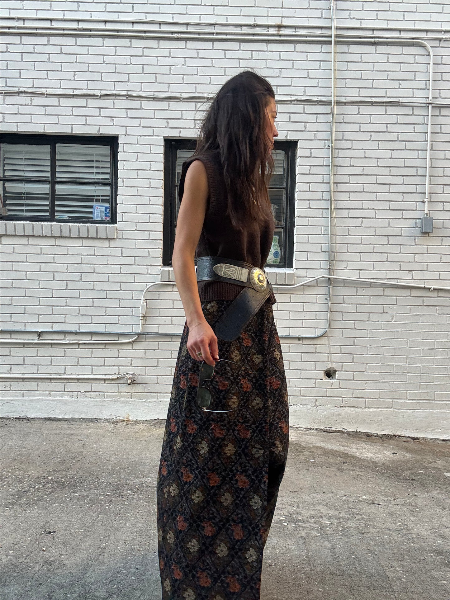 Metallic Tapestry Knit Skirt