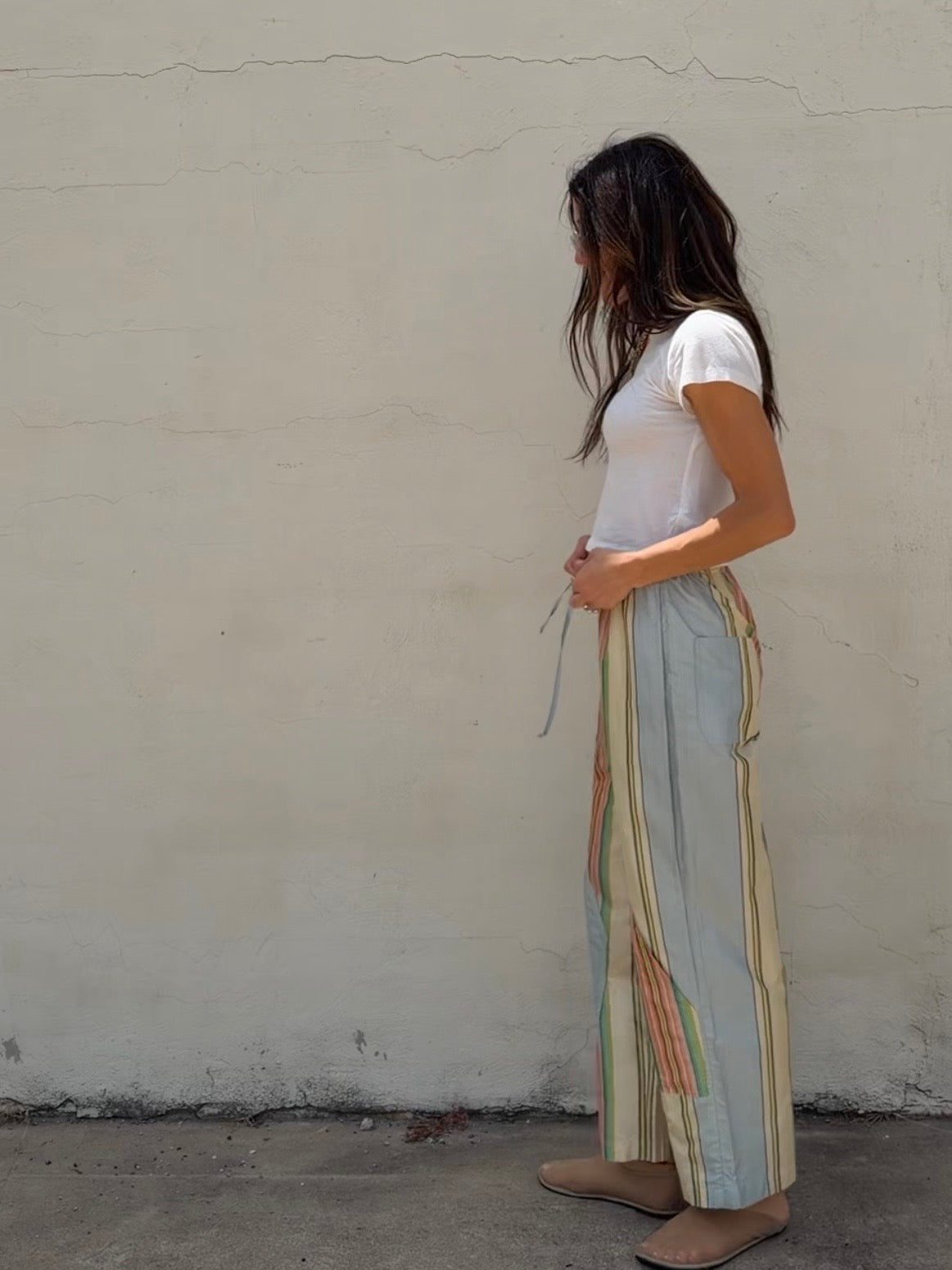 Striped Silk Dupioni Pants