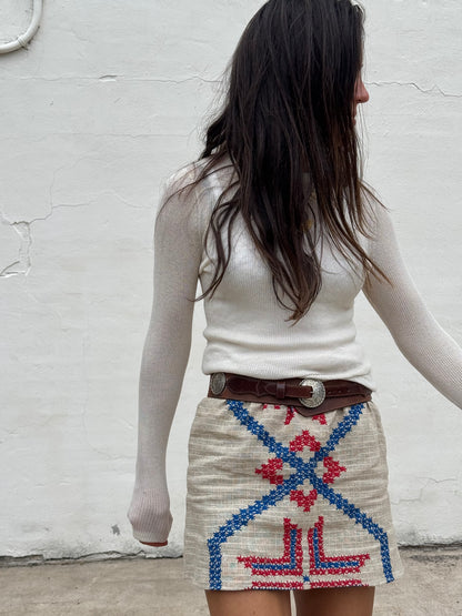 Antique Cross Stitch Mini Skirt
