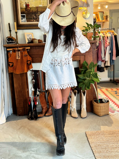 Linen and Lace Antique Euro Sham Mini Skirt