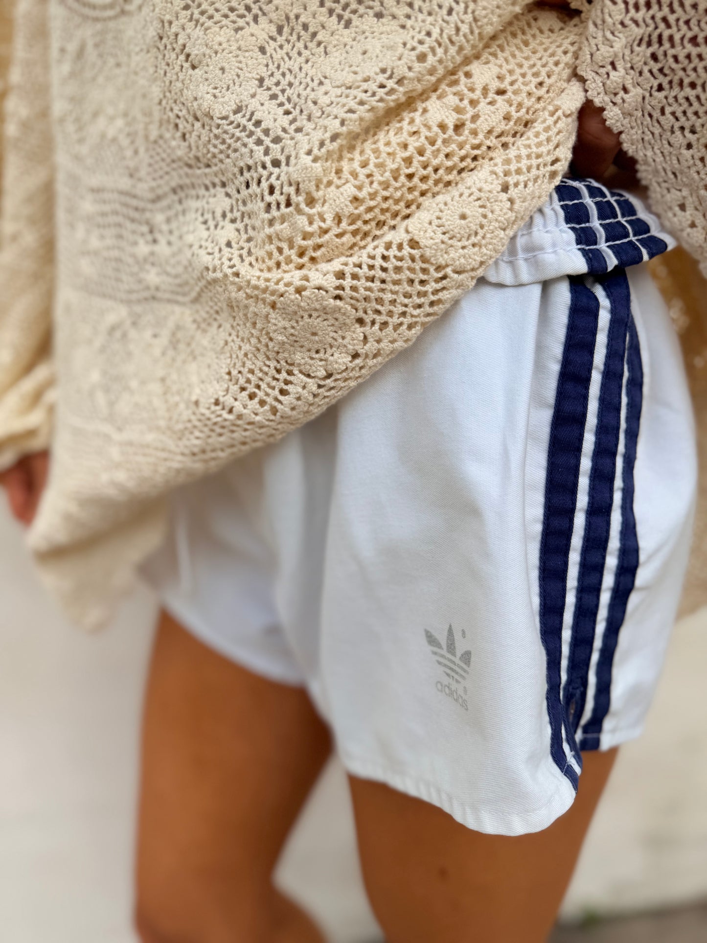 Vintage Adidas Trefoil Shorts White Navy