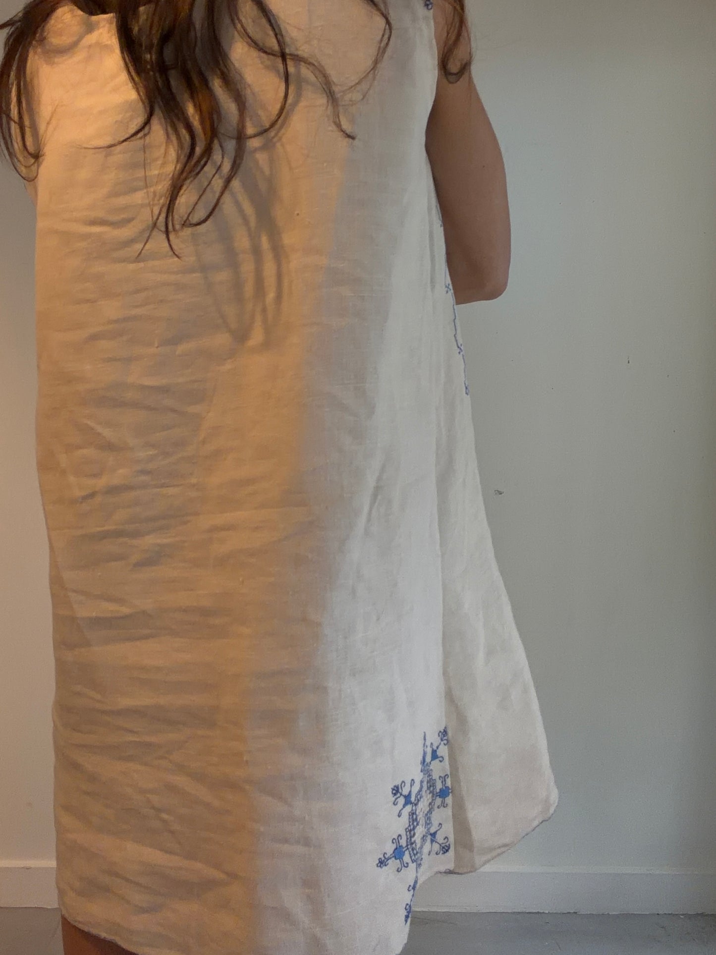 Blue Embroidered Mini Dress