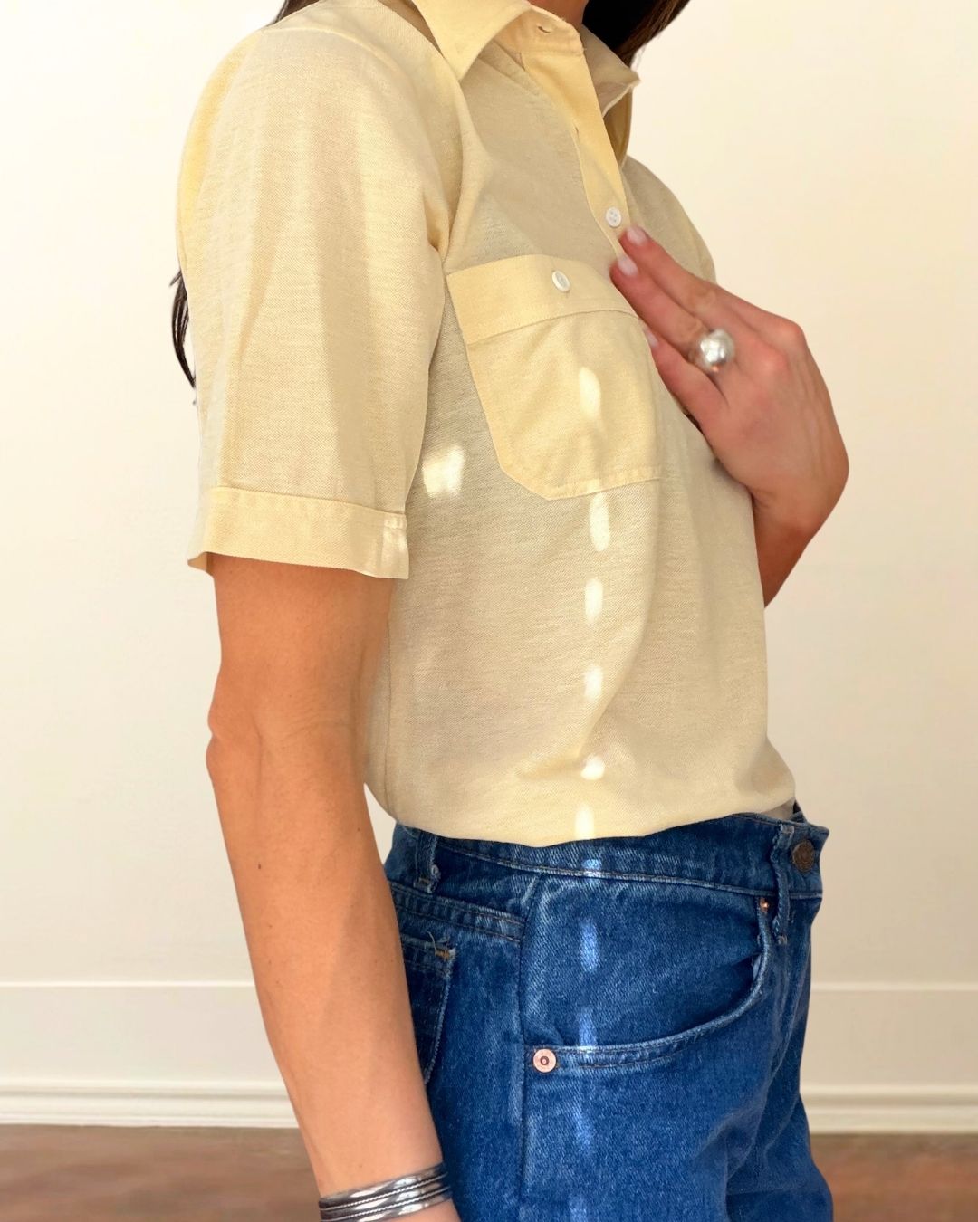 70s Cotton Pique Polo Yellow