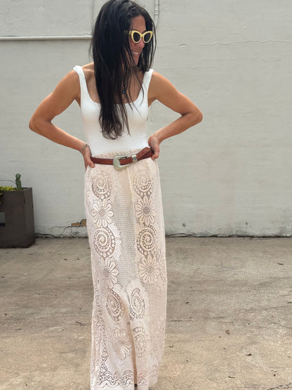 Lace Tablecloth Maxi Skirt