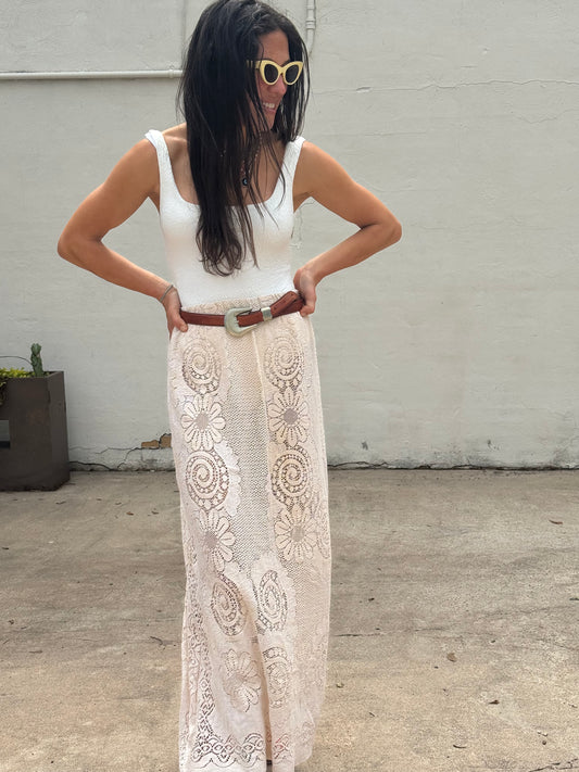Lace Tablecloth Maxi Skirt