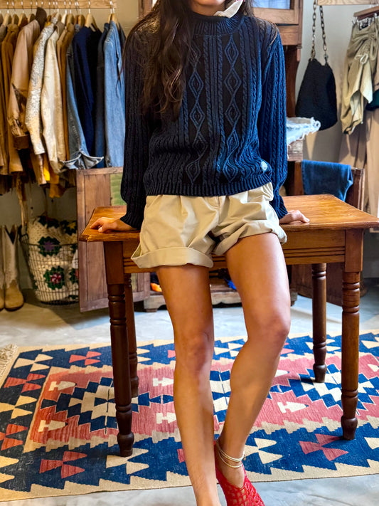 Pleated Khaki Shorts