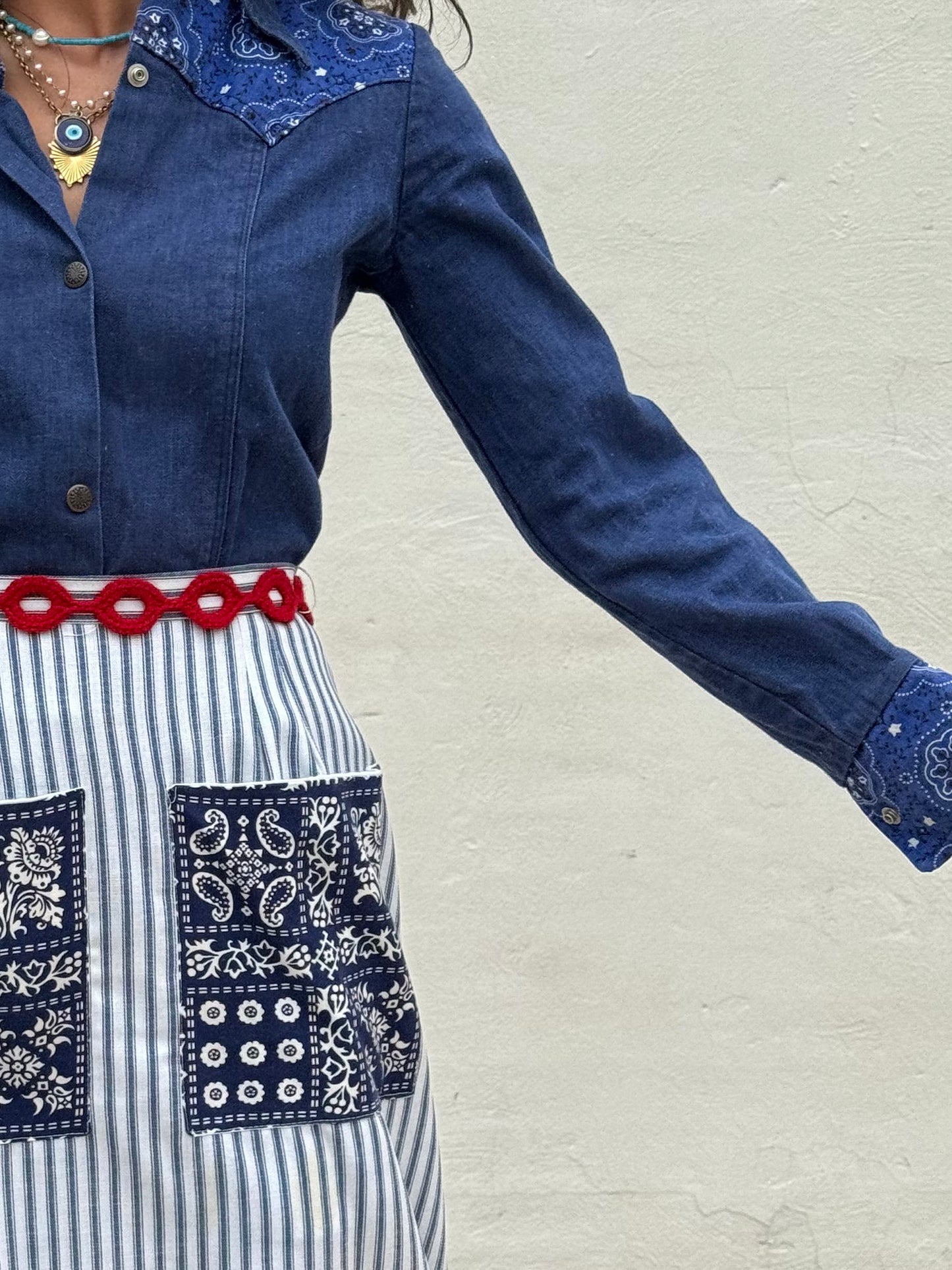Ticking Stripe 70s Maxi Skirt