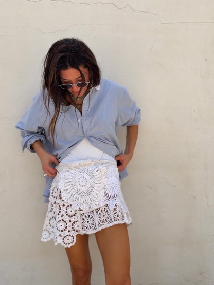 Mixed Crochet Mini Skirt