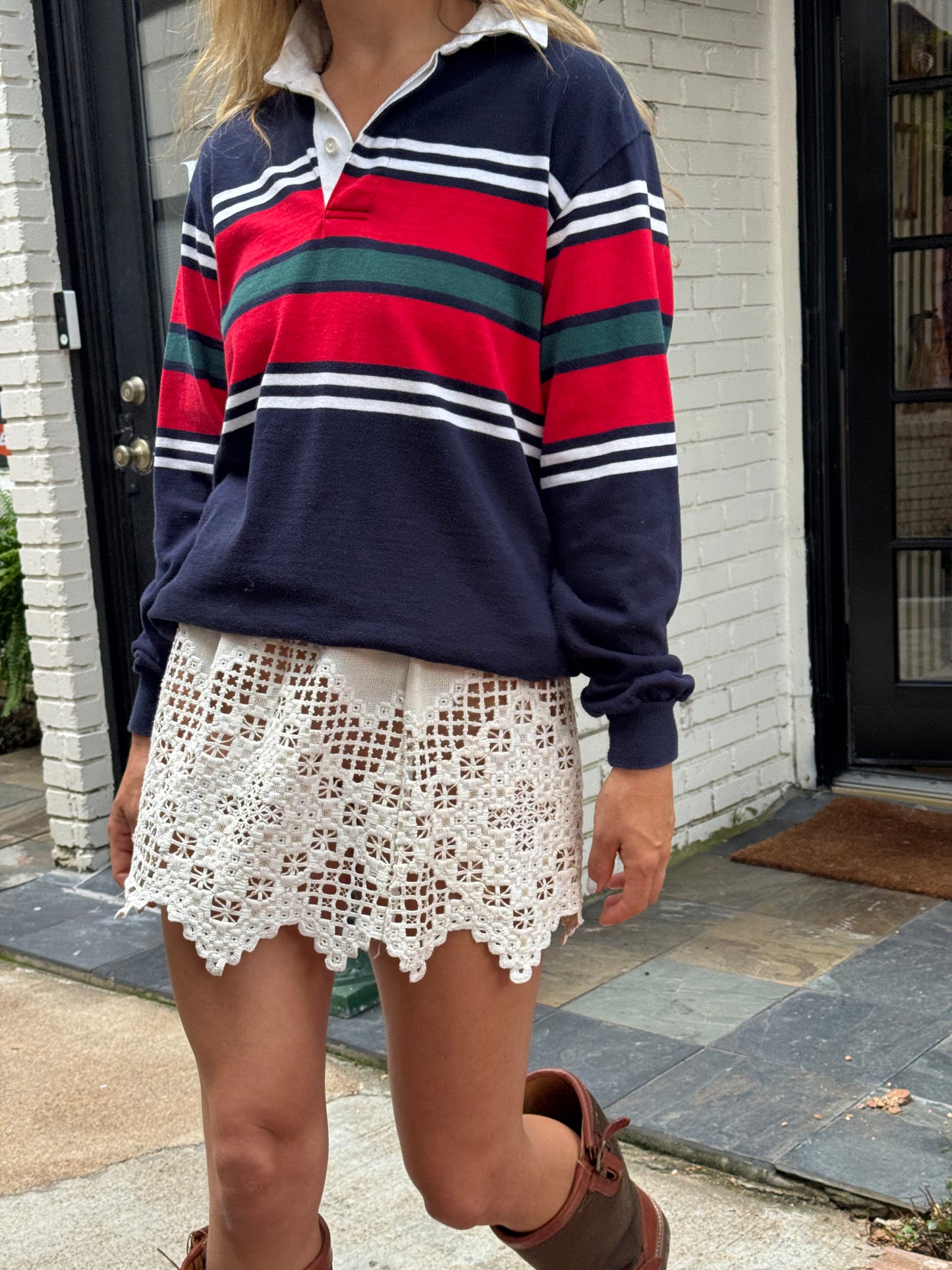 Crochet Lace Mini Skirt Ivory