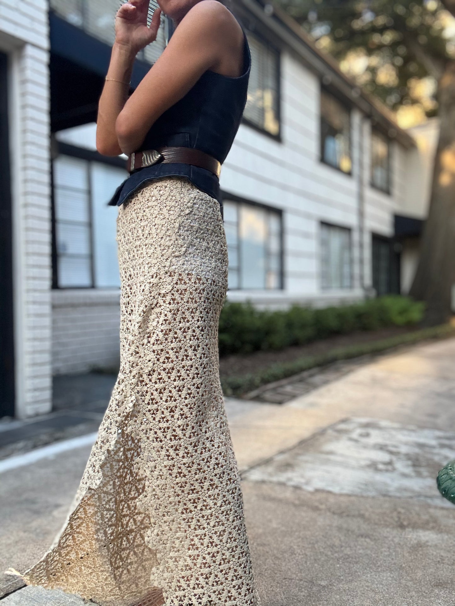 Lace Long Skirt Beige
