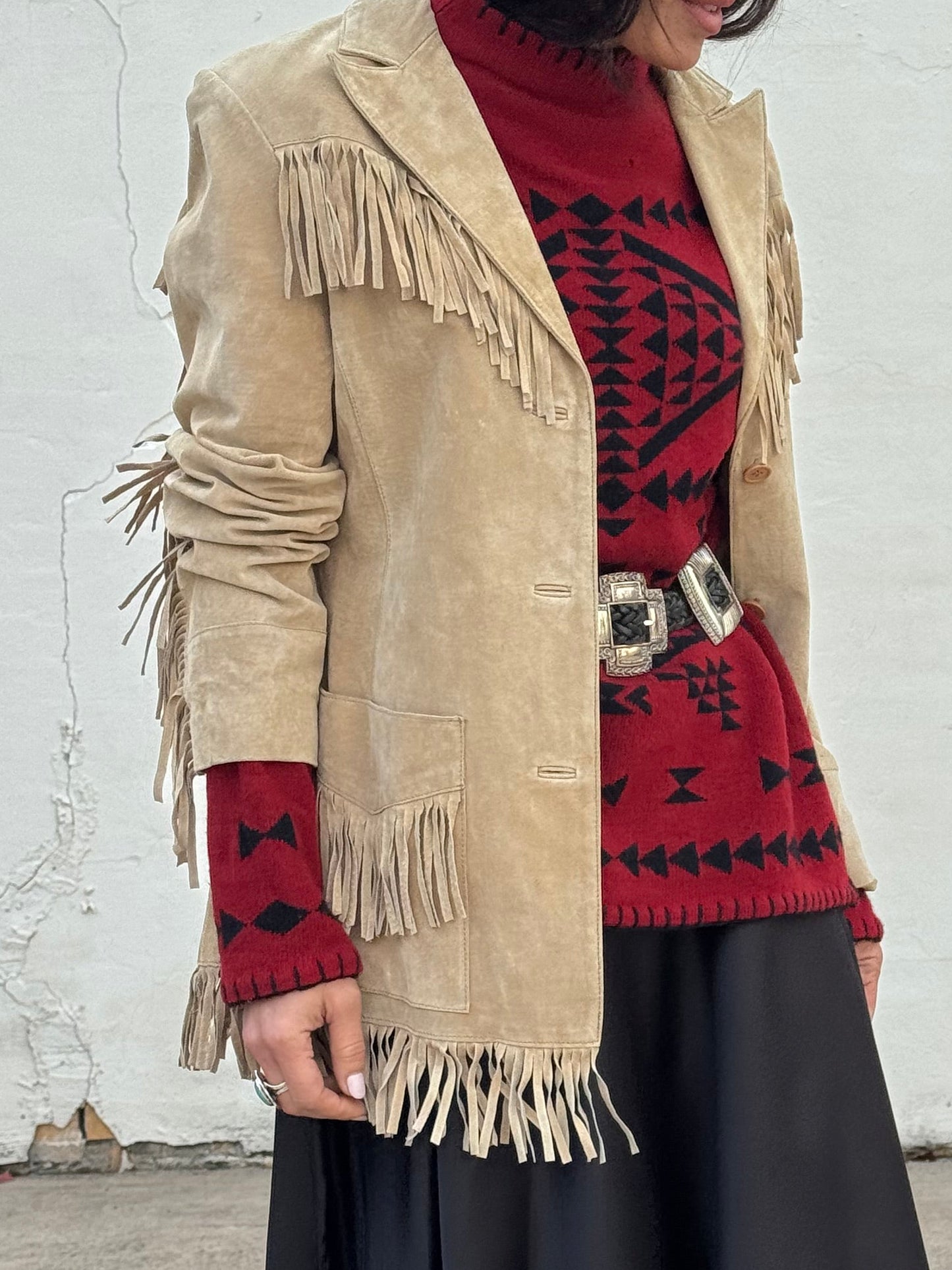 Light Tan Suede Fringe Jacket