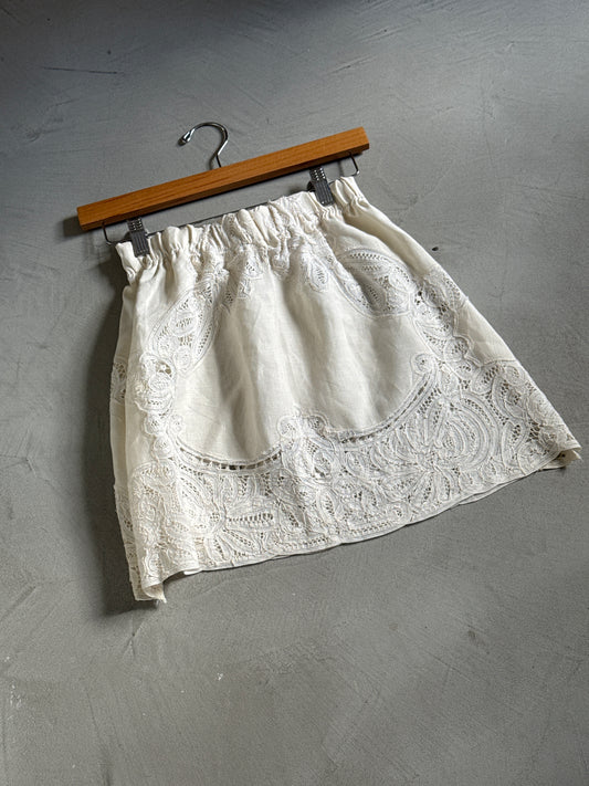 White Linen Mini Skirt