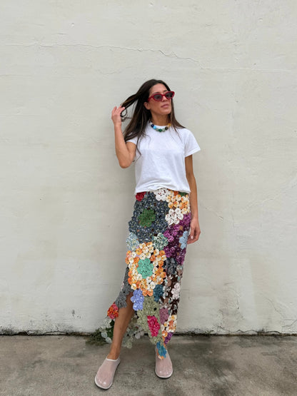 Yo-yo Faux Wrap Maxi Skirt in Flowerbomb