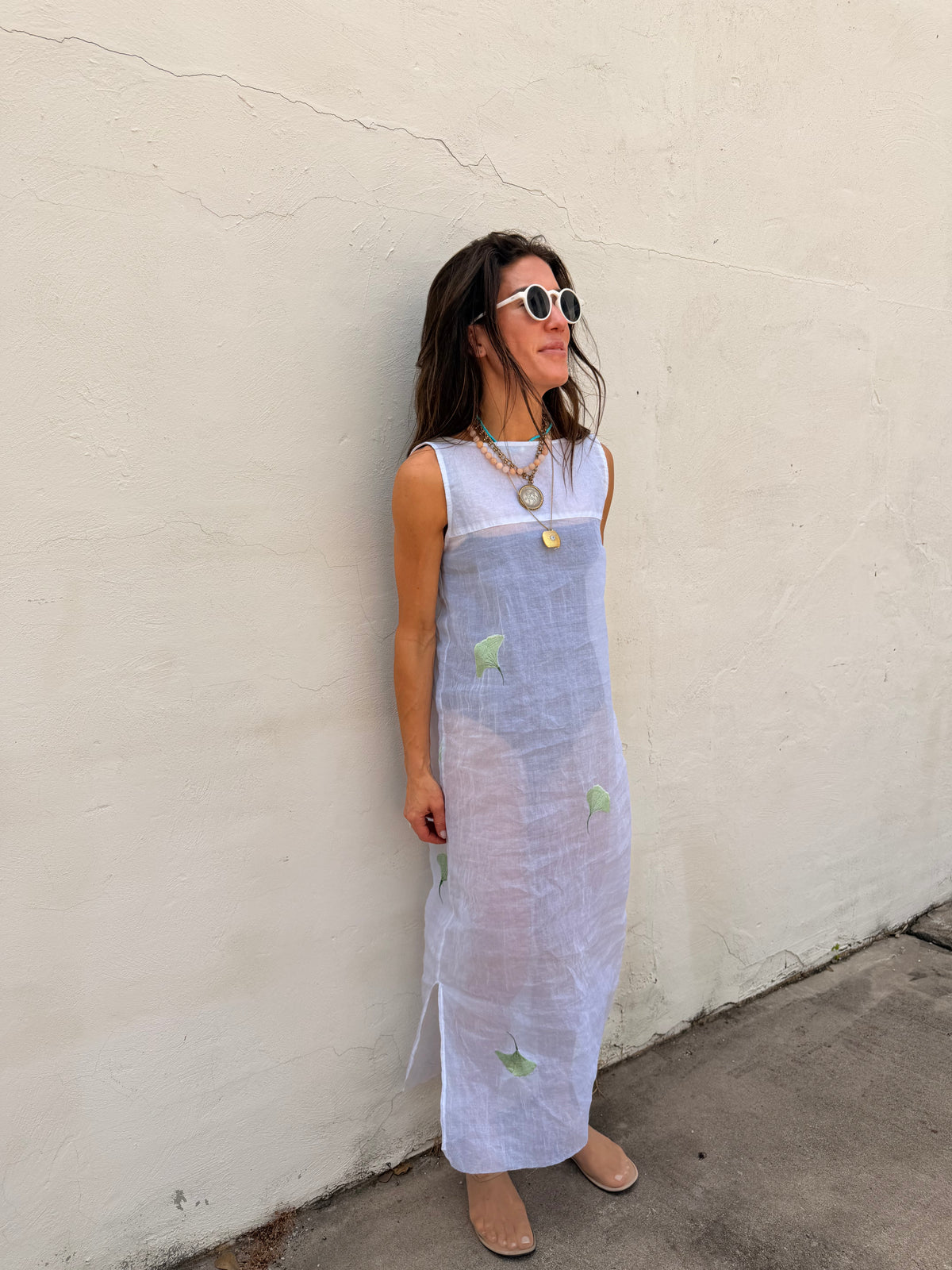 Sheer Maxi Dress With Embroidery