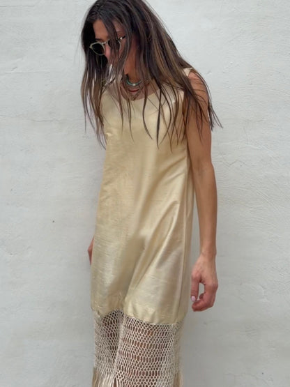 Silk Antique Knotted Fringe Dress