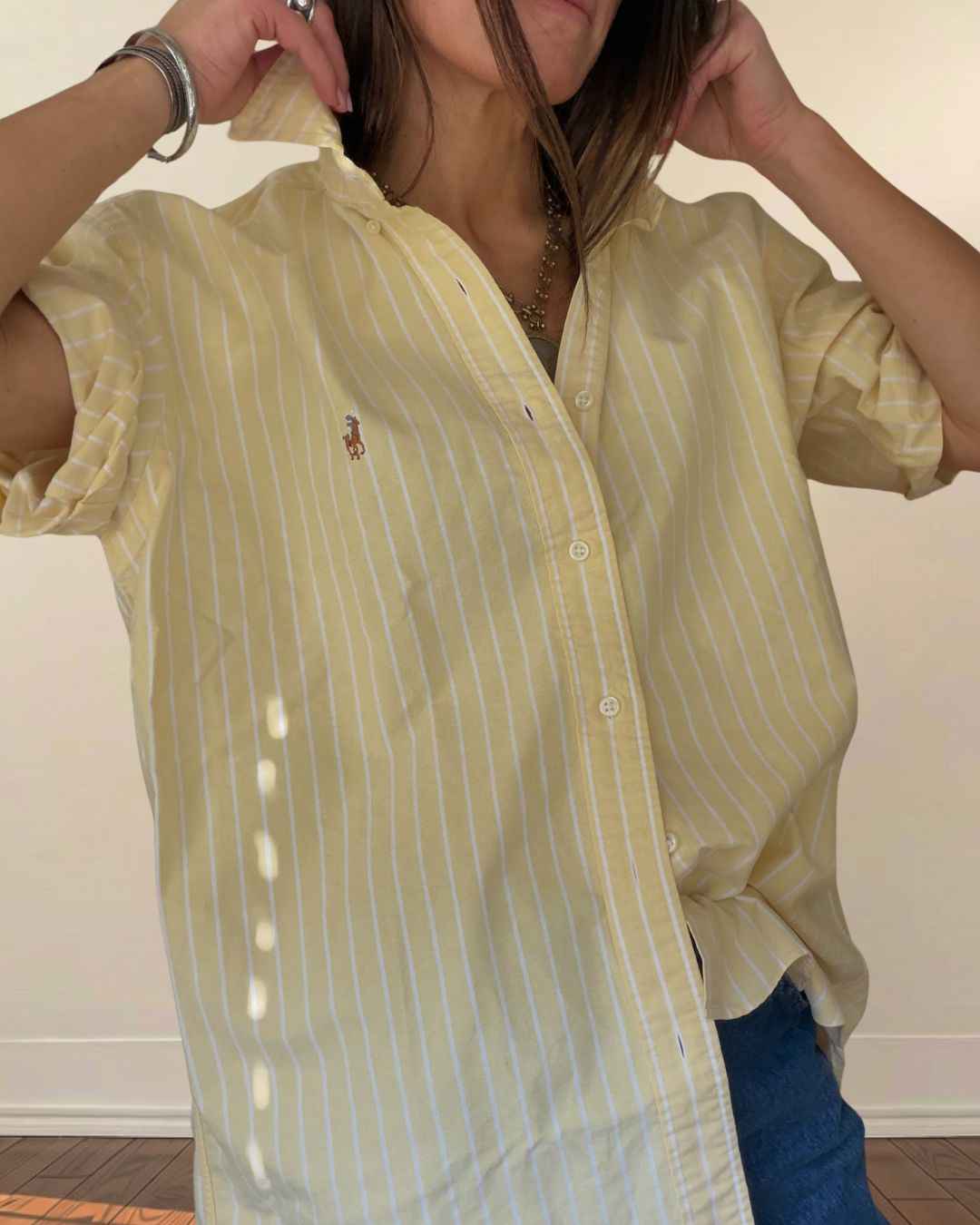 RL 90s Yellow Stripe Short Sleeve Oxford