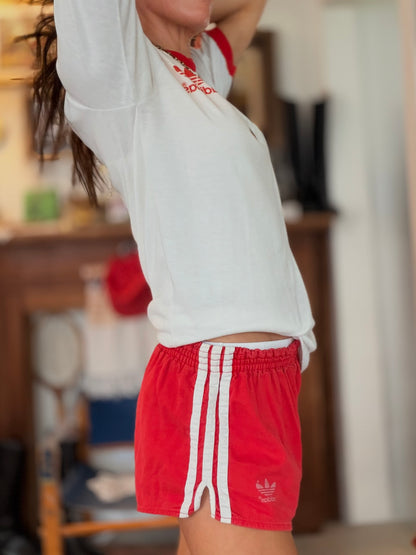 Vtg Adidas Cotton Trefoil Shorts Red