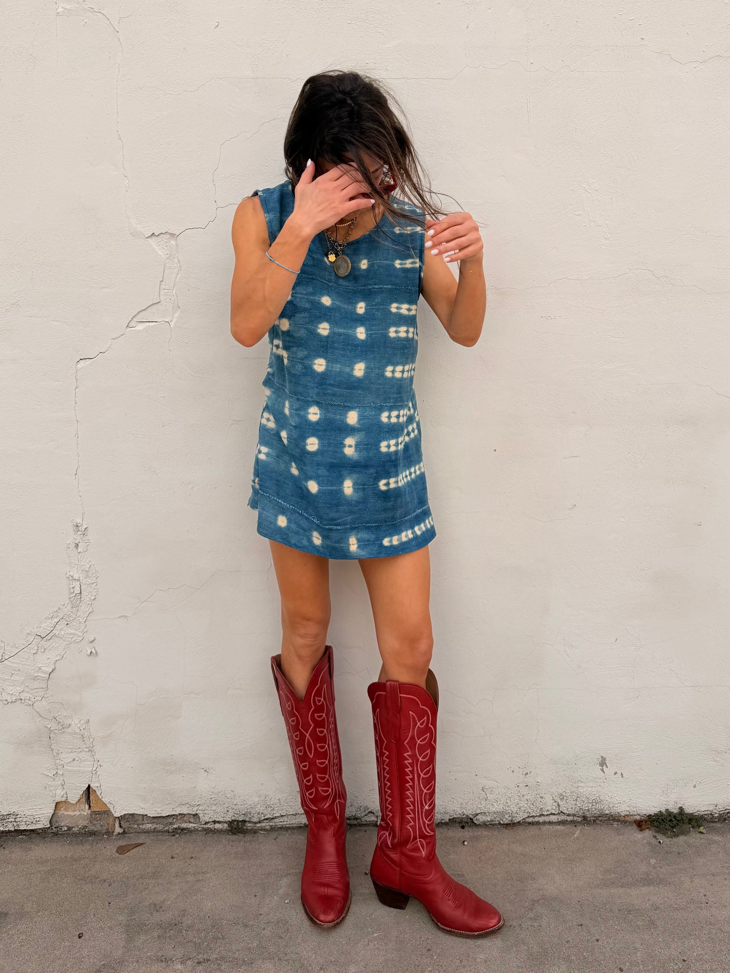Indigo Spot Mini Dress
