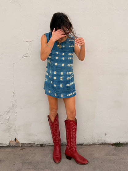 Indigo Spot Mini Dress