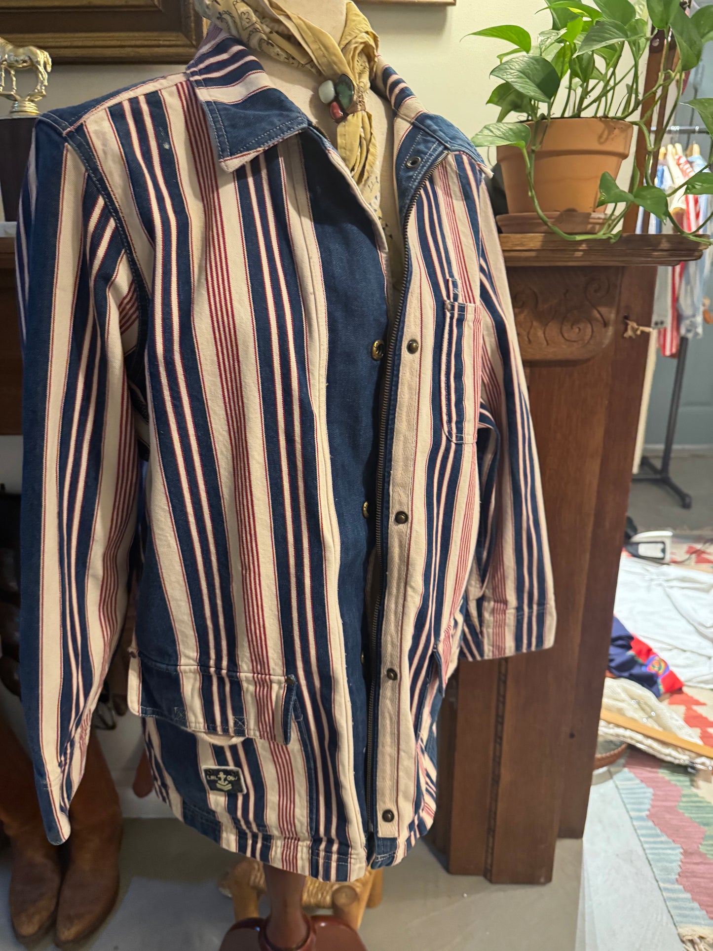 Ralph Lauren Red White Blue Stripe Barn Jacket