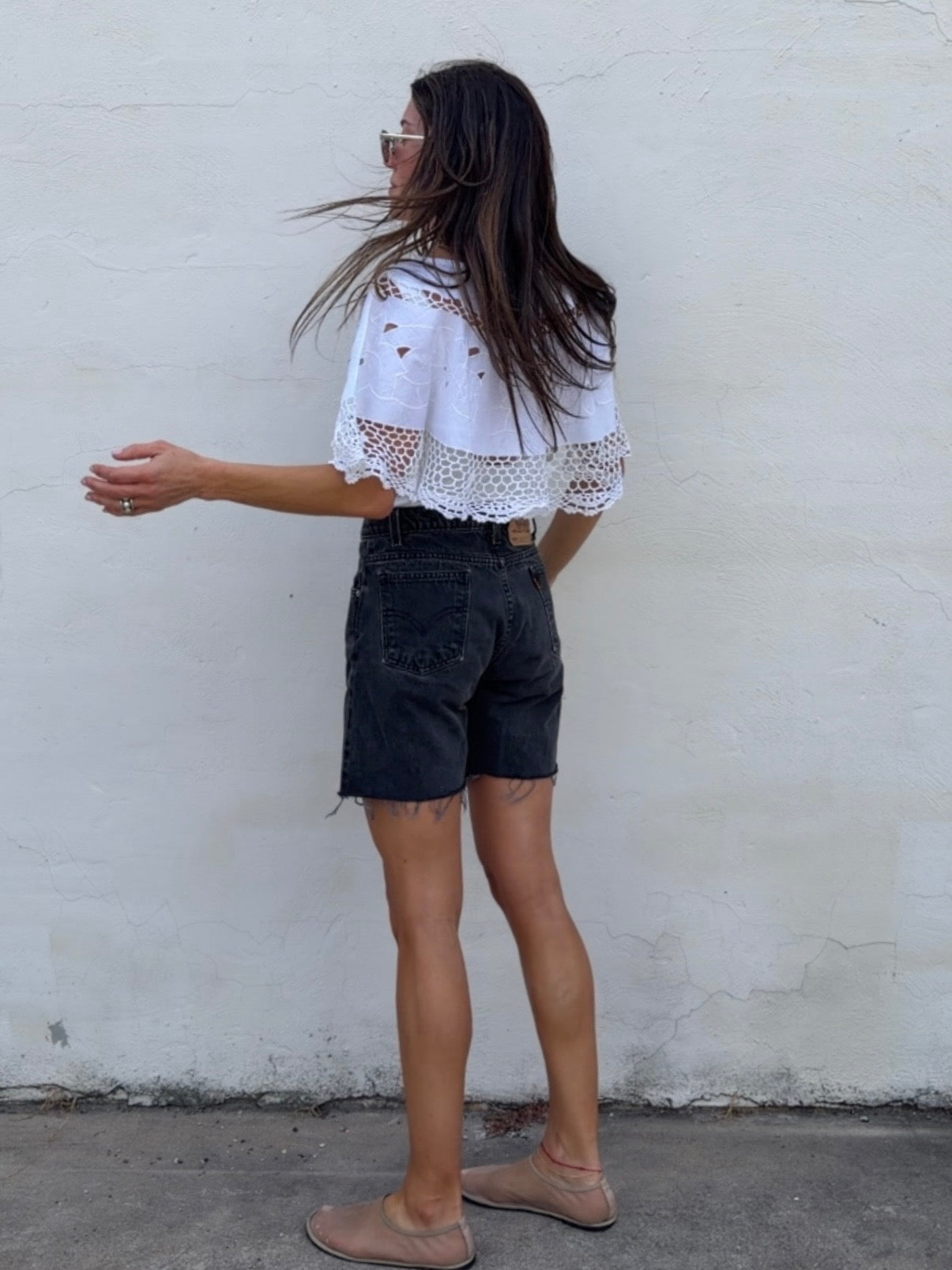 Lace Trimmed Caplet Top