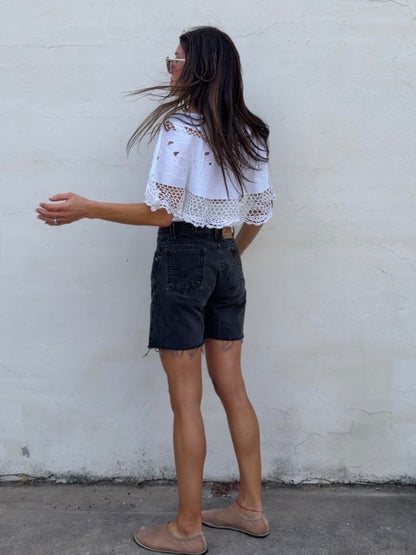 Lace Trimmed Caplet Top