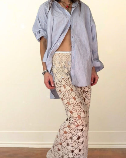 Drawstring Lace Maxi Skirt