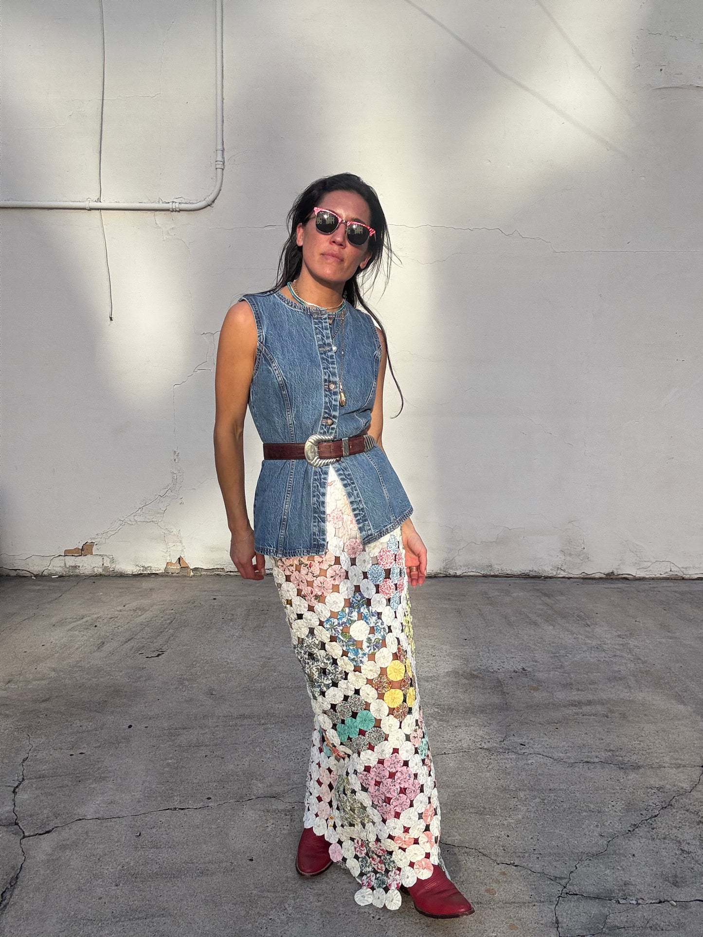 Yo-yo Maxi Skirt White Square