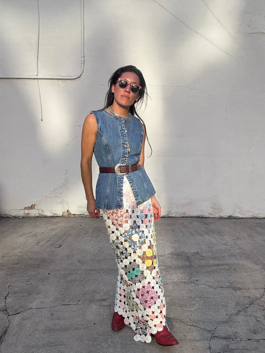 Yo-yo Maxi Skirt White Square