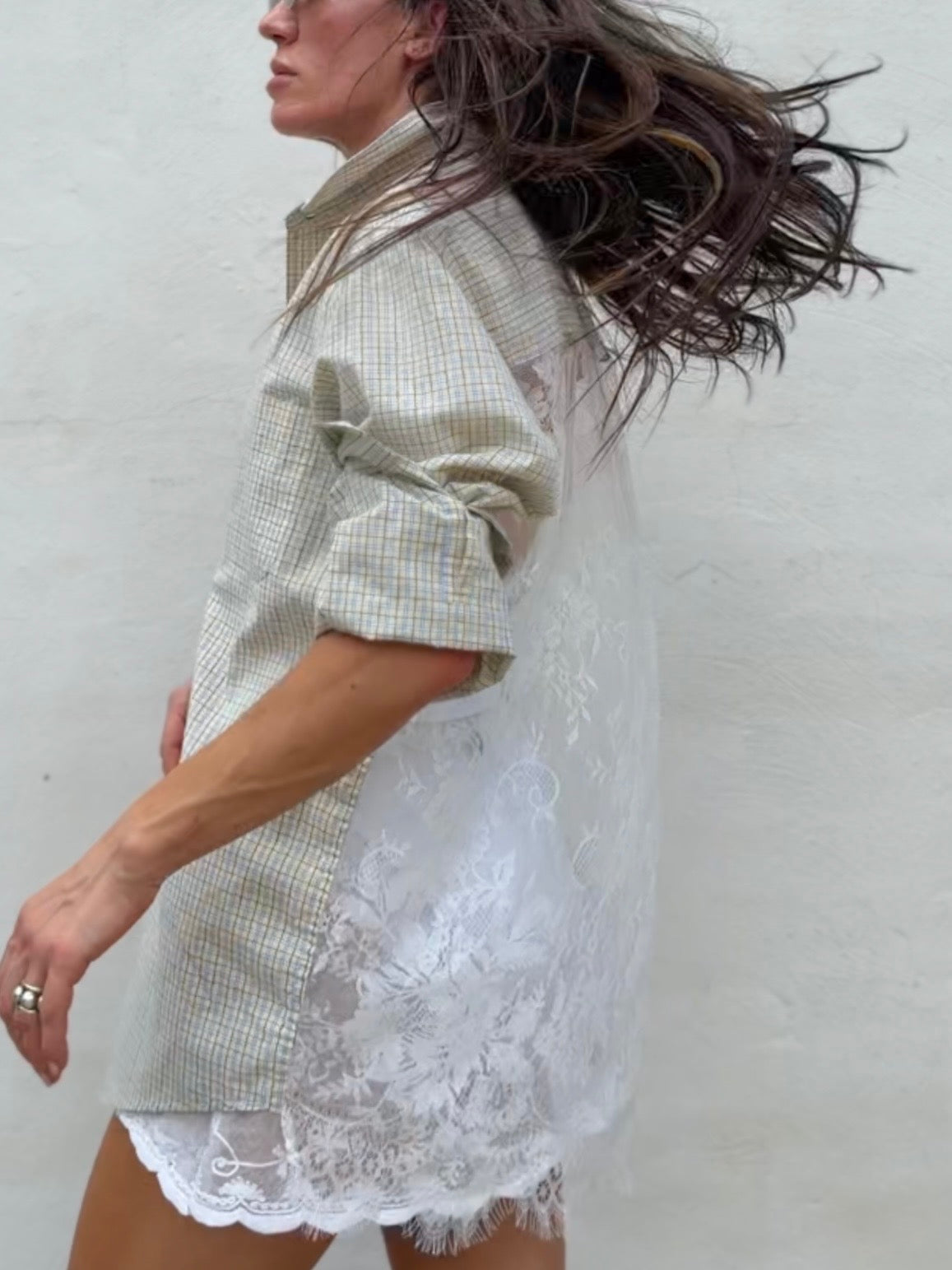 Reworked Shirt With Lace Back