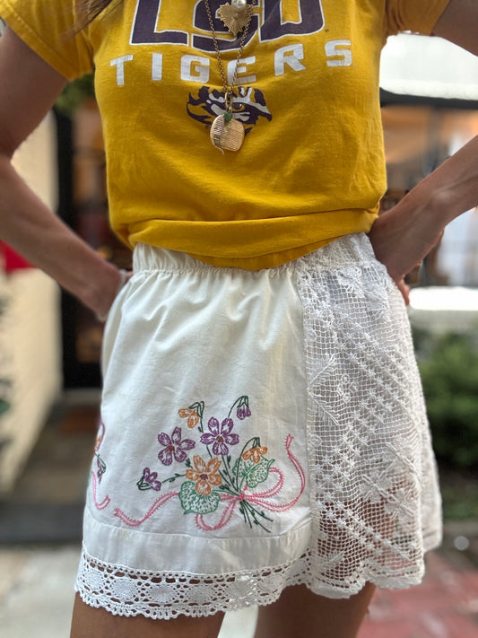 Embroidered Flowers and Lace Mini