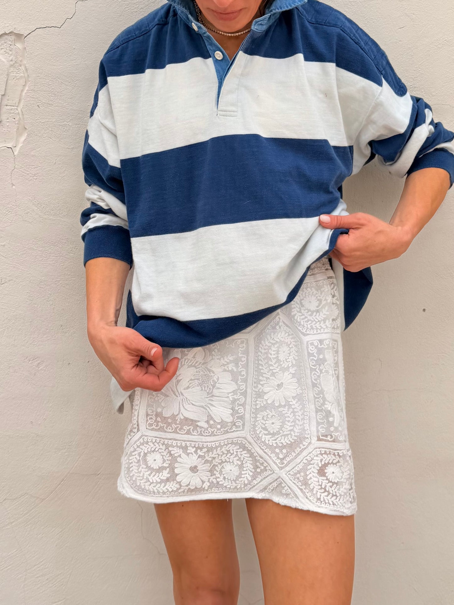 Intricate Lace Mini Skirt White