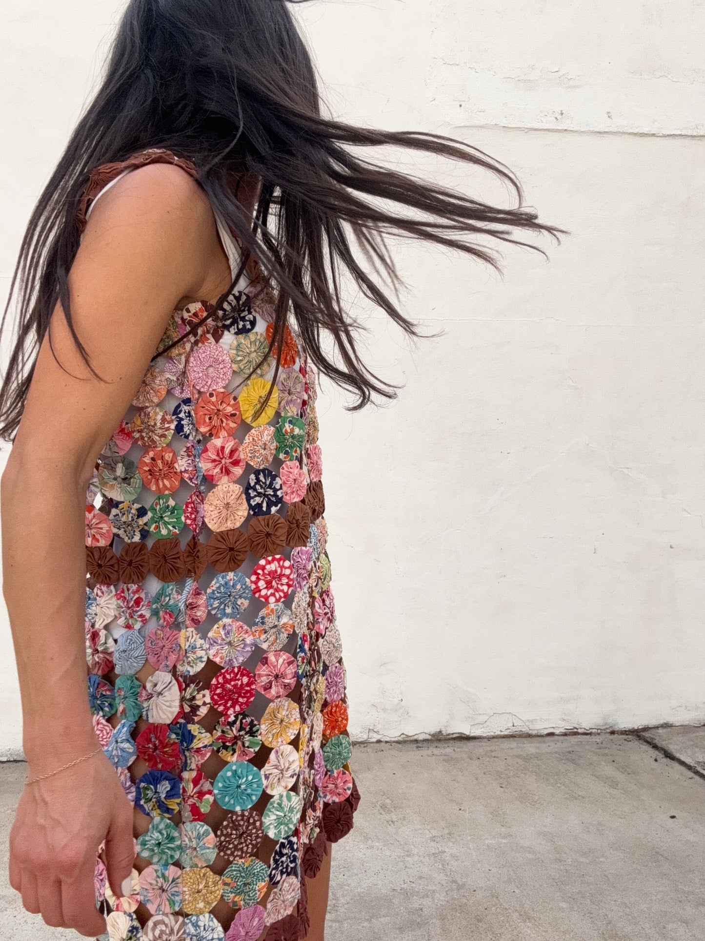 Yo-yo Mini Dress Brown Multi