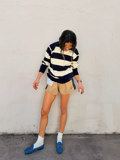 RL Cotton Crew Navy Stripe