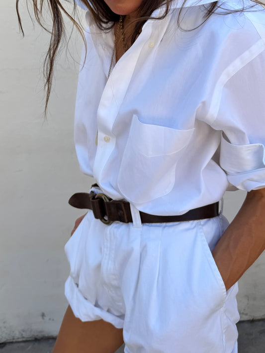 Ralph Lauren Brown Leather and brass Ring Belt
