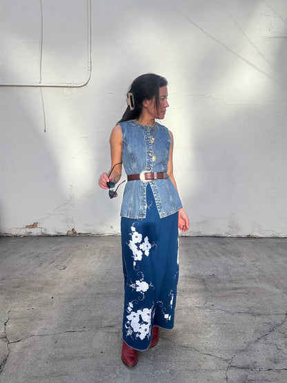 Appliqué Tablecloth Maxi Skirt
