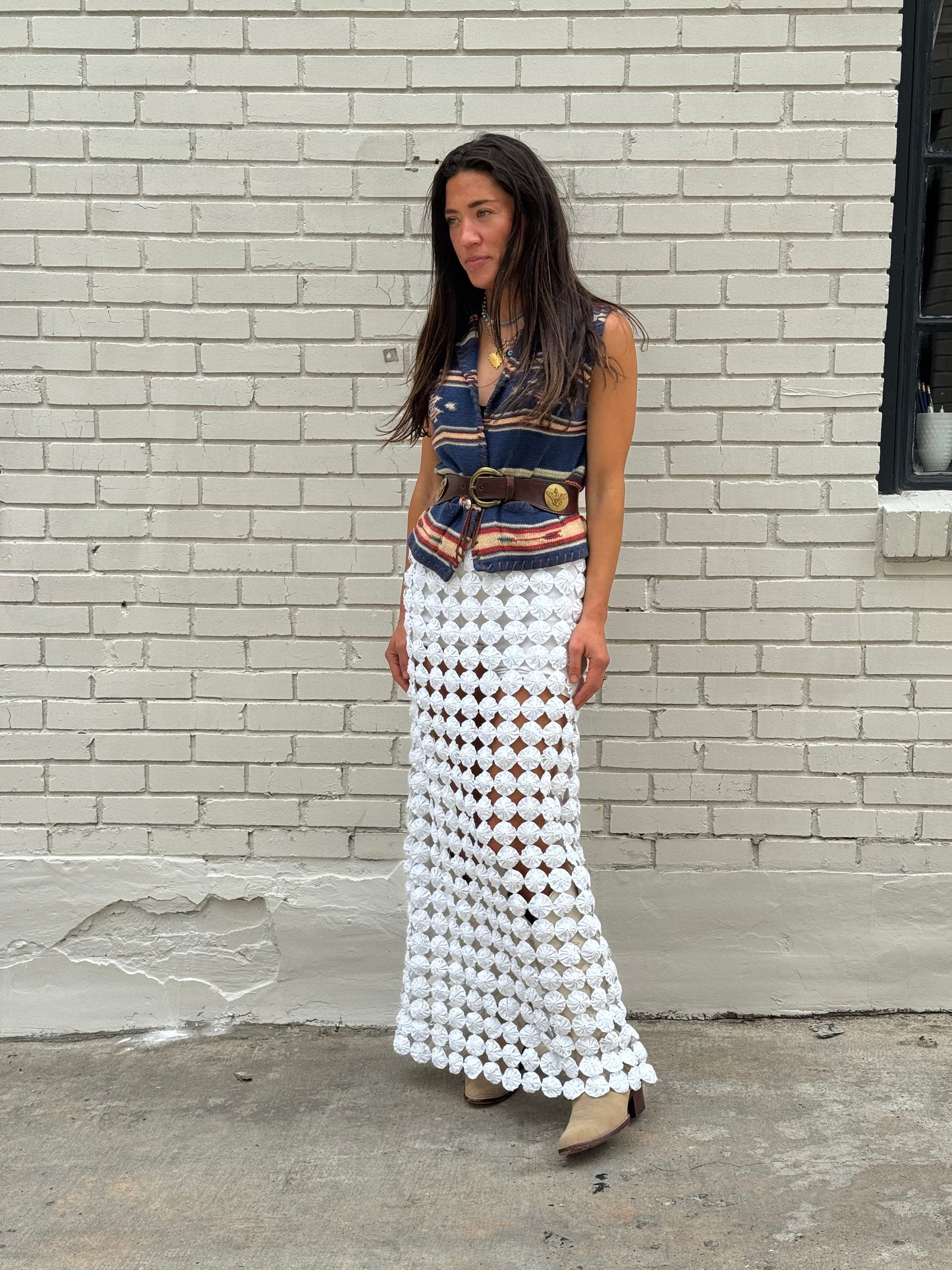 Yo-yo Maxi Skirt White